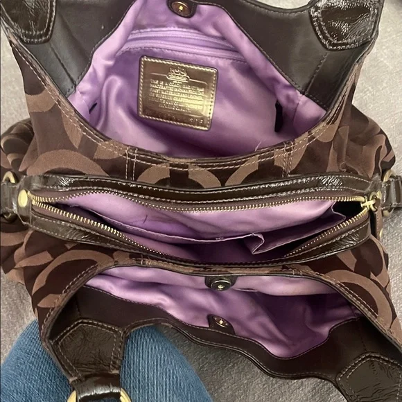 Coach Maggie Madison Op Art Brown Shoulder Bag - Picture 11 of 13